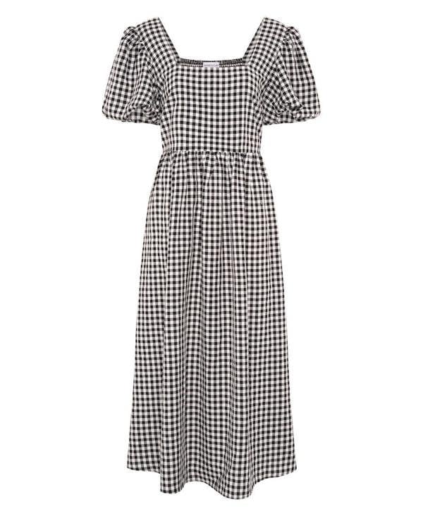 Needs No Label Black Gingham Midi Dress