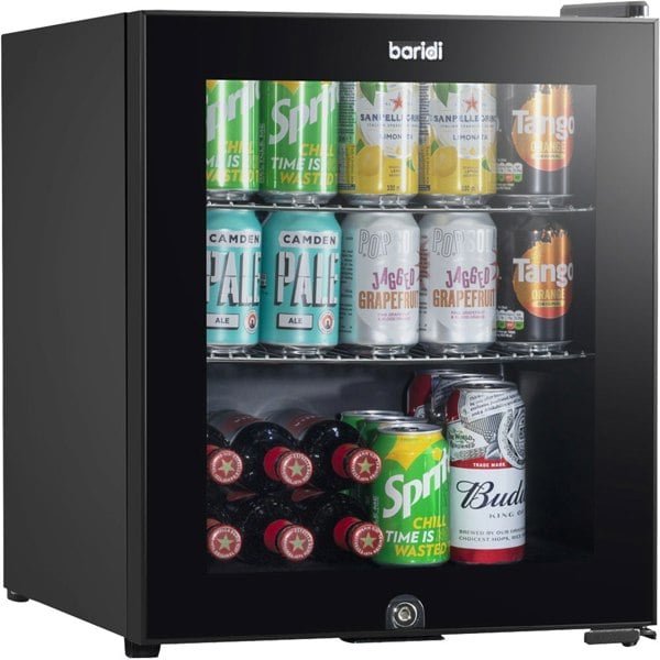 50L Tabletop Beer & Drinks Mini Fridge - 64x 330ml Cans Worktop Cooler BLACK