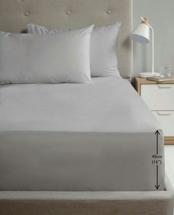 HomeSpace Direct Percale Extra Deep 16" Fitted Sheet