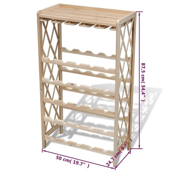 Berkfield Wine Rack for 25 Bottles Solid Fir Wood