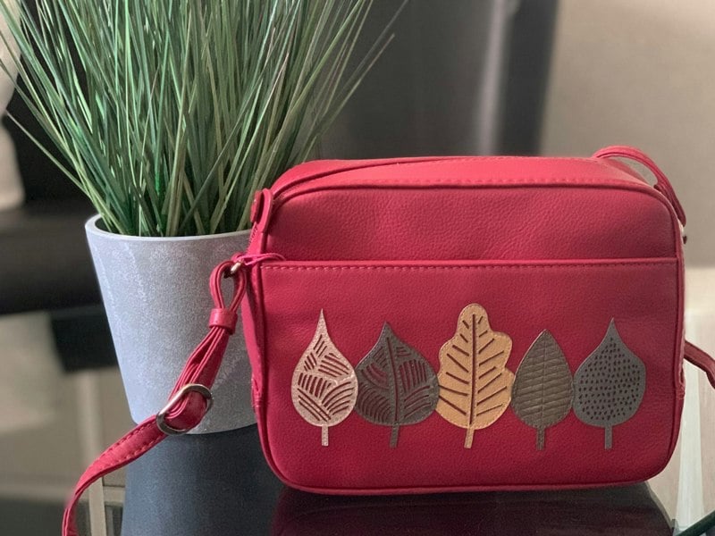 Mala Leather Sienna Crossbody Bag – Genuine Leather – Handstitched Leaf Appliqué
