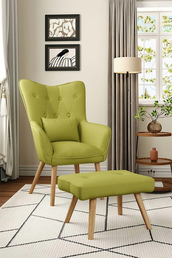 Living and Home Leisure Armchair with Cushion and Footstool