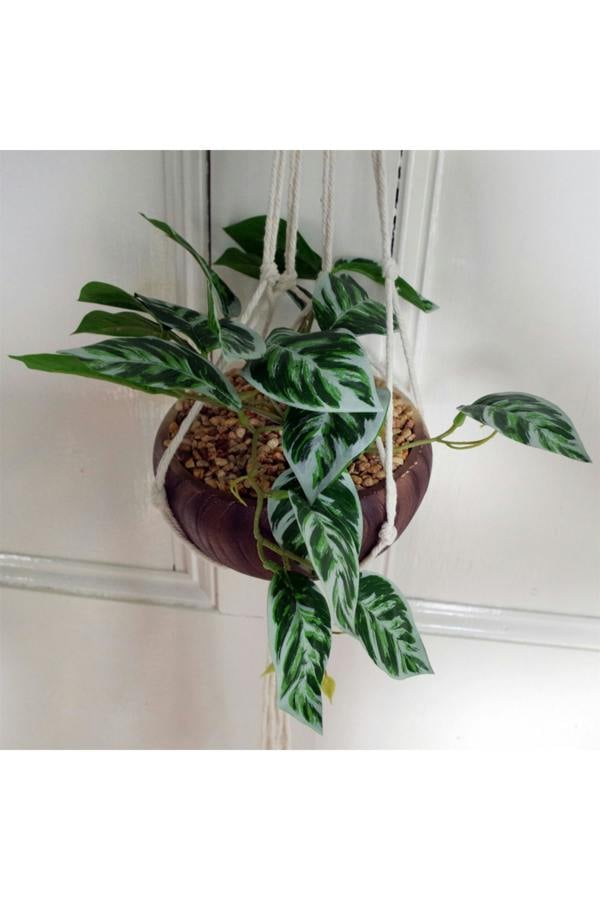 Dyzi Hanging Artificial Pothos Plant with Ceramic Planter