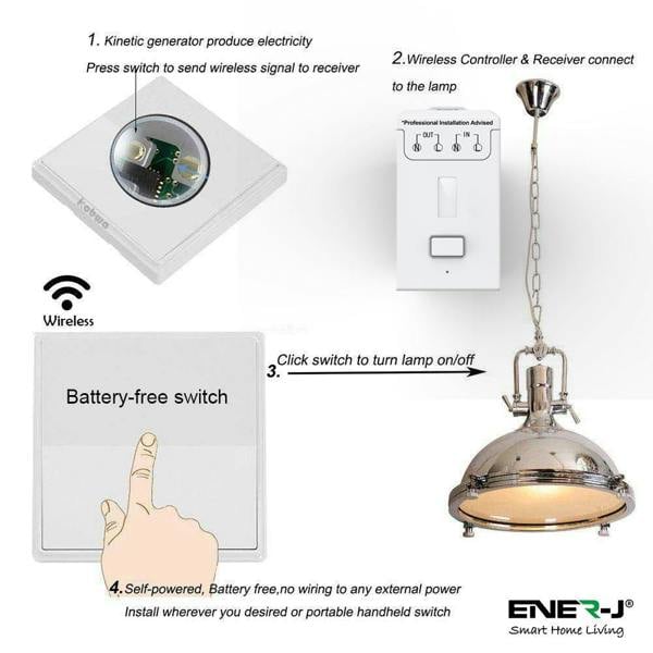 Ener-J 500W RF Non-Dimmable Receiver Module, PRO Series Wireless Kinetic Switch Compatible