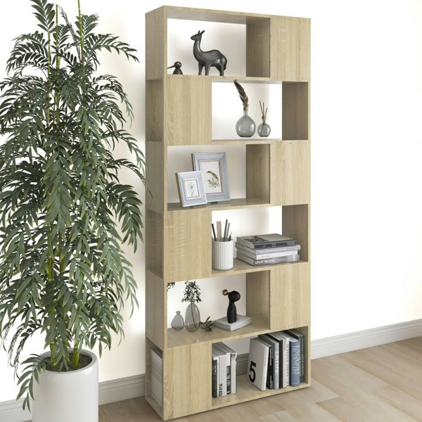 Berkfield Book Cabinet Room Divider Sonoma Oak 80x24x186 cm Engineered Wood