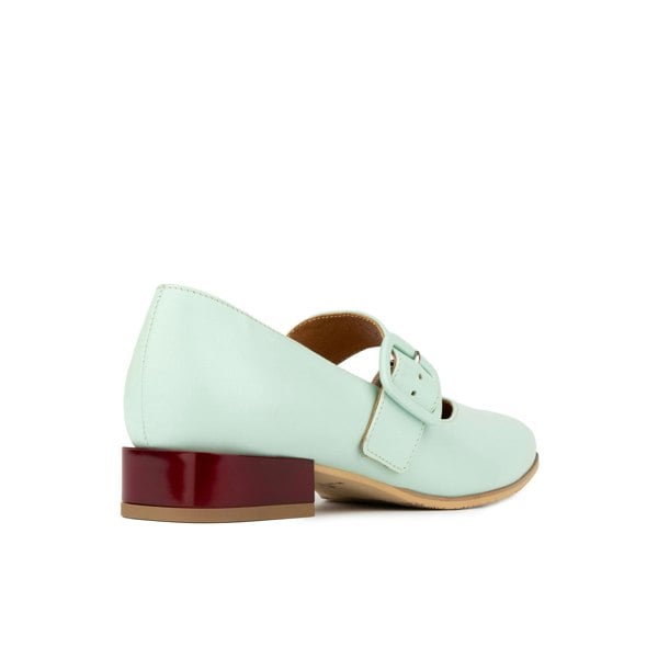 Embassy London Bliss - Mint & Red - Women's block heel square toe leather Mary-Jane