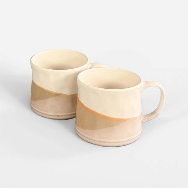 Scandi Home Terra Fusion Large Ceramic Coffee Mugs, Set of 2, 600ml, Oatmeal Reactive Glaze
