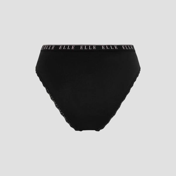 ELLE Multi Pack (3) Cotton Lace Trim Tipped Brazilians