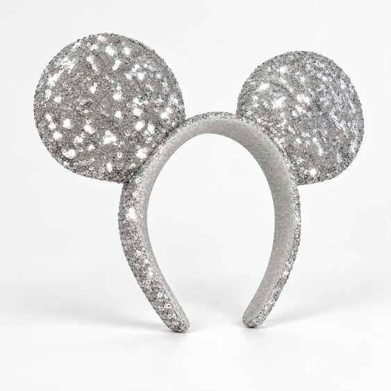 Onomato! Women's Disney Mickey Mouse Silver Sequin Ears Headband