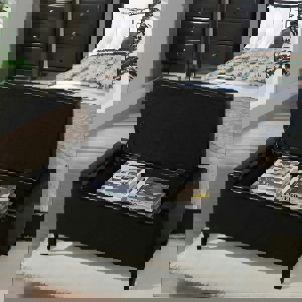 Rafaelo Mobilia Tufted Faux Leather Ottoman Bench Seat With Storage Black