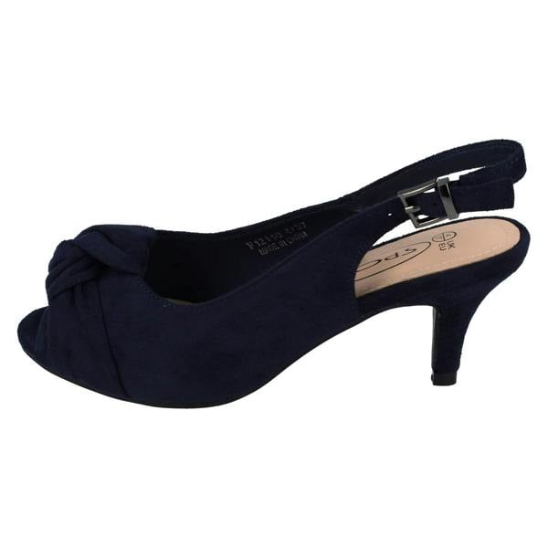 Spot On Ladies Spot On Wide Fit Sling Back Shoes With A Kitten Heel F12110