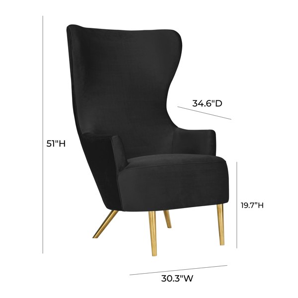 Furniture Edit Julia Black Velvet Wingback Occasion Accent Chair