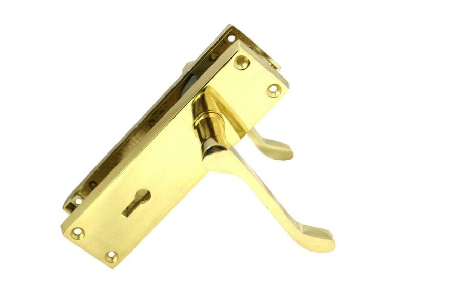 EDH Door Hardware Lock Door Handles Modern Brass Victorian Scroll Interior Door Handle 2 Pairs+