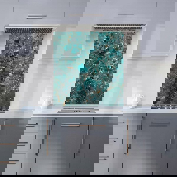 Warren Reed - Designer Teal Quartz Effect Kitchen Splashback