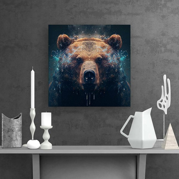 Warren Reed Brown Bear Face Splash Art Canvas