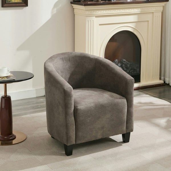 Furniture One Bronzing Fabric Tub Chair, Upholstered Armchair, Padded Barrel Club Chair