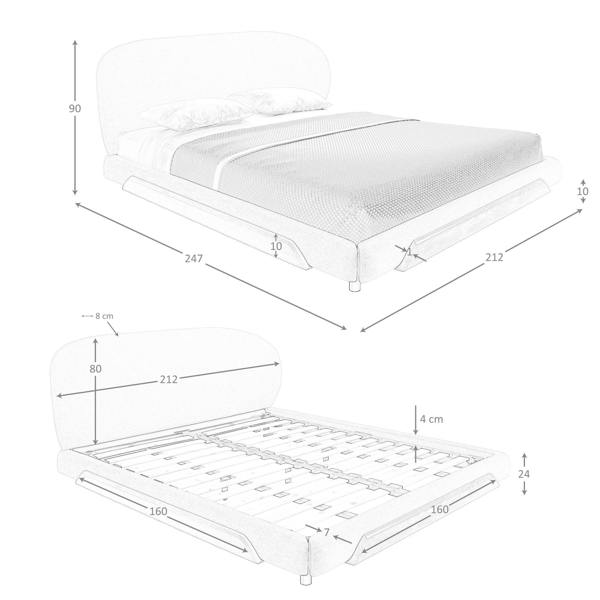 Angel Cerdá Light grey fabric bed 7222