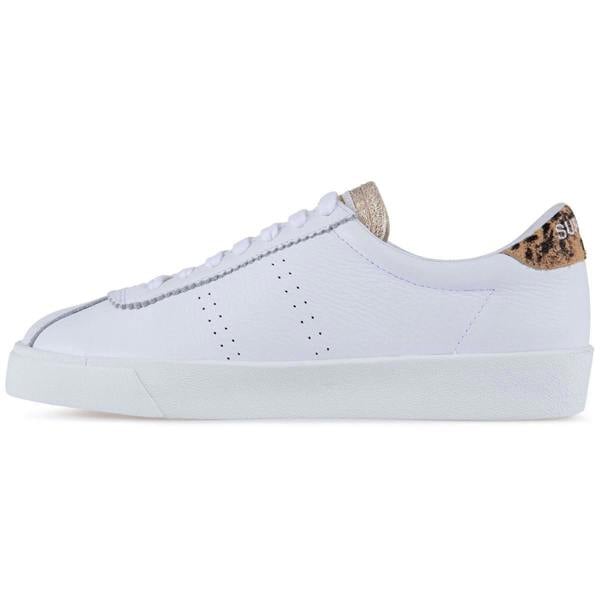 Superga Womens/Ladies 2843 Sport Club S Leather Calf Hair Trainers - White/Light Brown - 