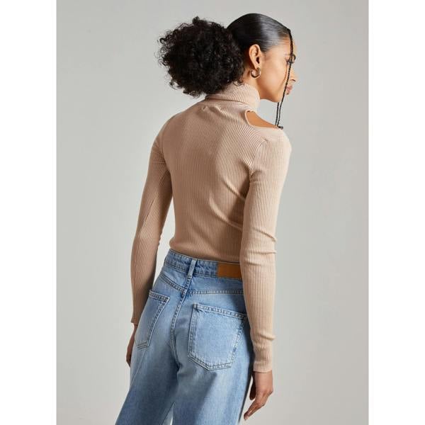 Pink Vanilla Knit Cut Out Turtle Neck Top