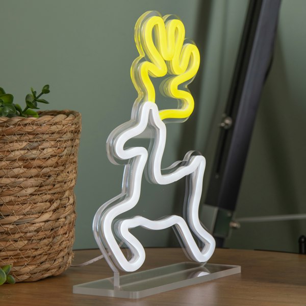Samuel Alexander 25cm Light up Christmas Reindeer Table Top Neon Sign