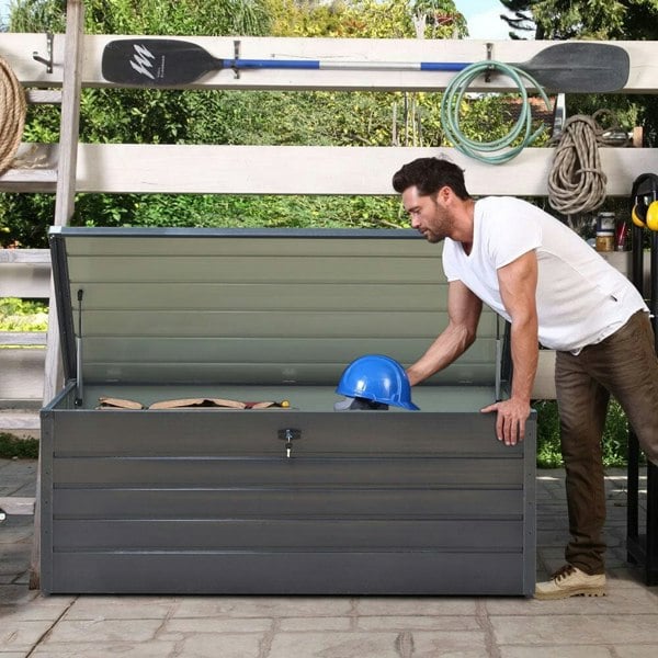 600L Metal Outdoor Garden Storage Box Lockable Garden Storage Boxes Living and Home
