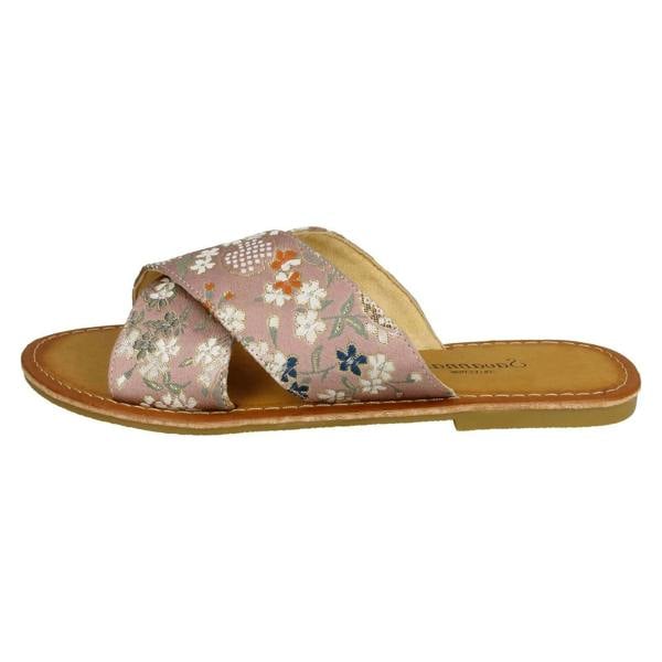 Savannah Ladies Savannah Cross Strap Patterned Mules
