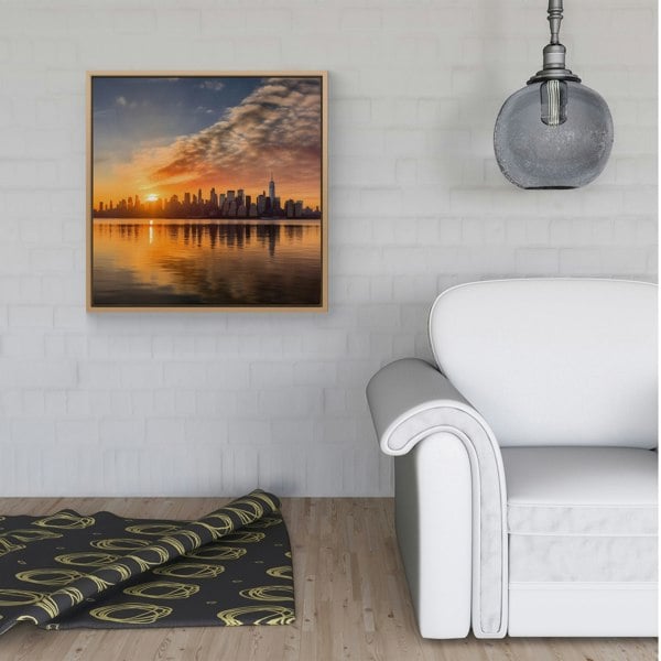 Warren Reed New York At Sunrise Framed Canvas