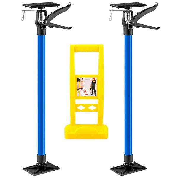 ATEK 2 Pack Adjustable Plasterboard Support Props 115-290cm with Yellow Panel Carrier