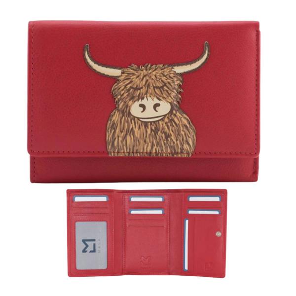 Mala Leather Bella Highland Cow Limited Edition Trifold Purse