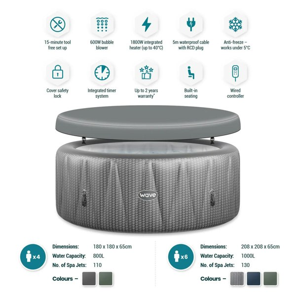 Wave Atlantic | 4-6 Person Inflatable Hot Tub | Integrated Heater