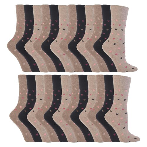 Gentle Grip 24 Pairs Ladies Cotton Rich Everyday Socks Gentle Grip Soft Top Comfort Socks - 4-8 UK - GG48