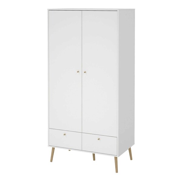 Wyld Haus Quietbloom White Wooden Wardrobe 2 Doors 2 Drawers