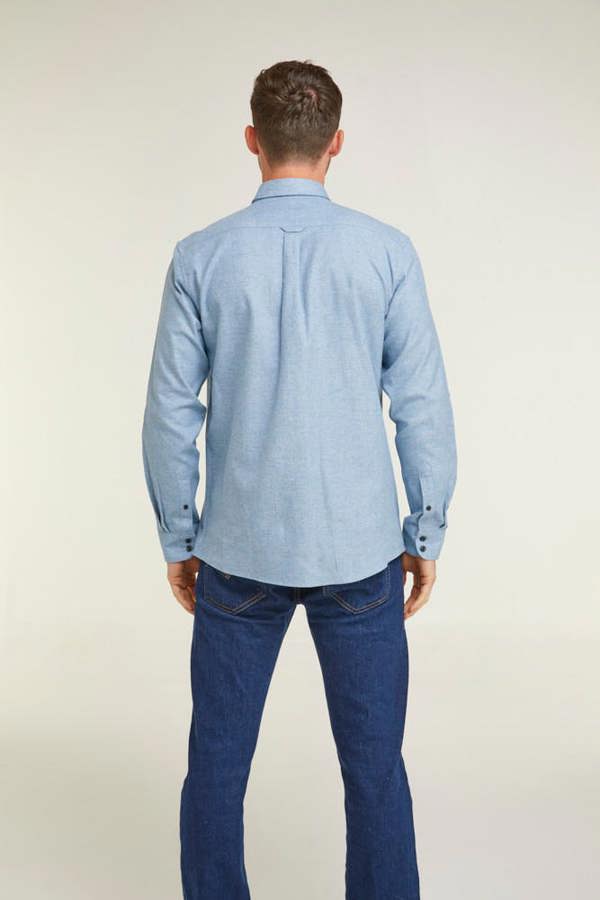 Blue Warm Handle Button Down Collar Casual Shirt