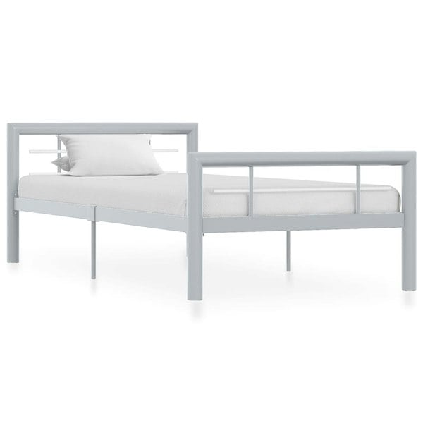 Berkfield Bed Frame Grey and White Metal 90x200 cm