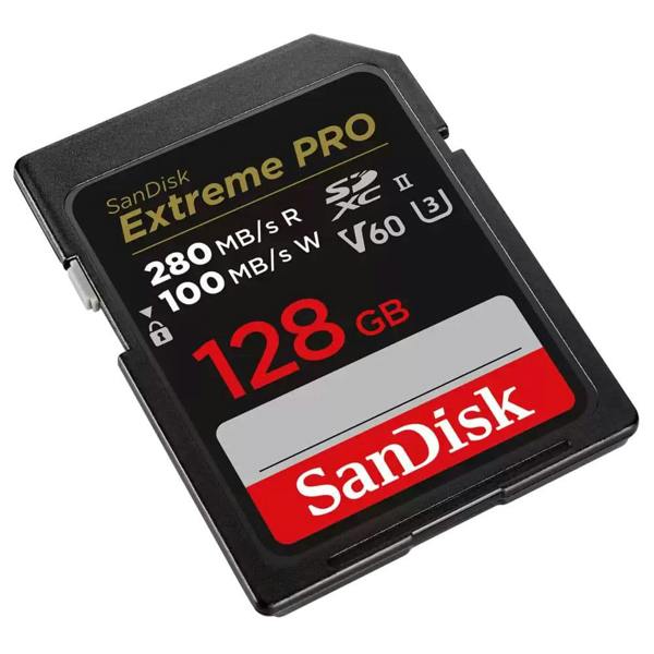 SanDisk Extreme PRO 280MBs UHS-II C10 V60 SDXC Card 128GB