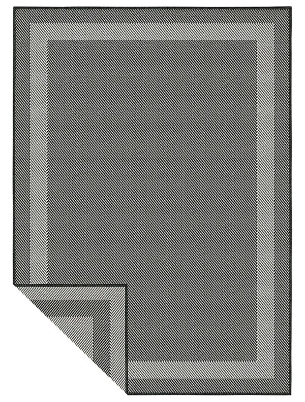 Bordered Design Reversible Outdoor Rug in Grey & Orange