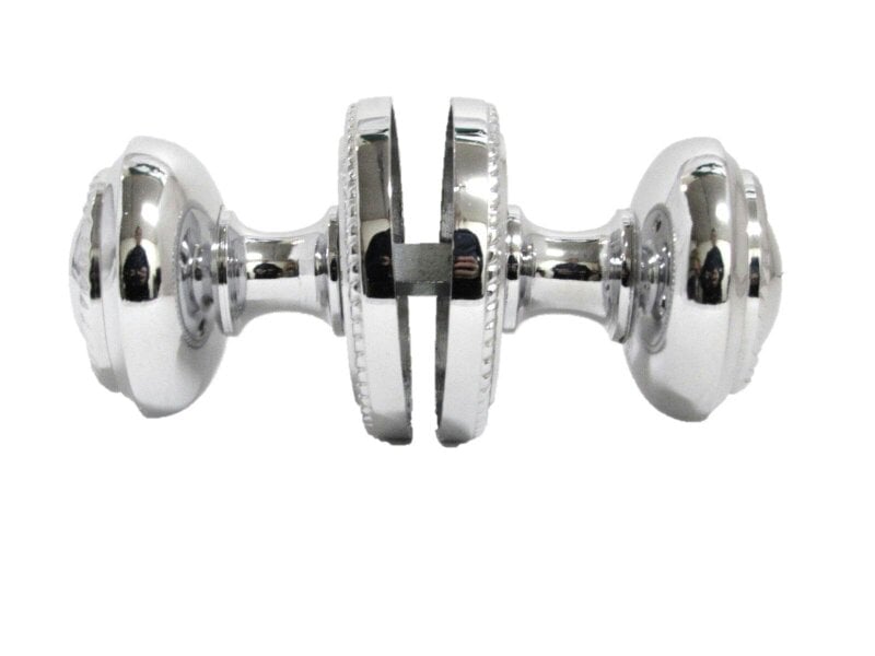 EDH Door Hardware Polished Chrome Georgian Round Door Knobs with Tubular Latch – 1 Pair