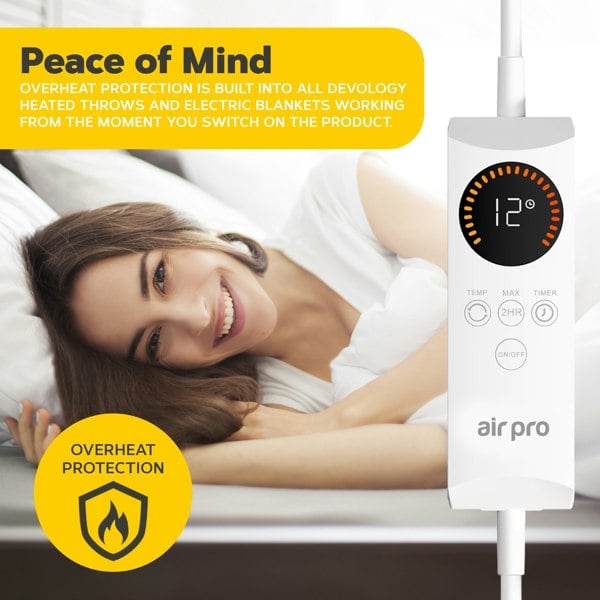 Air Pro Fleece Electric Under Blanket - Fitted Heated Mattress Cover with Controller - Single 90x190cm