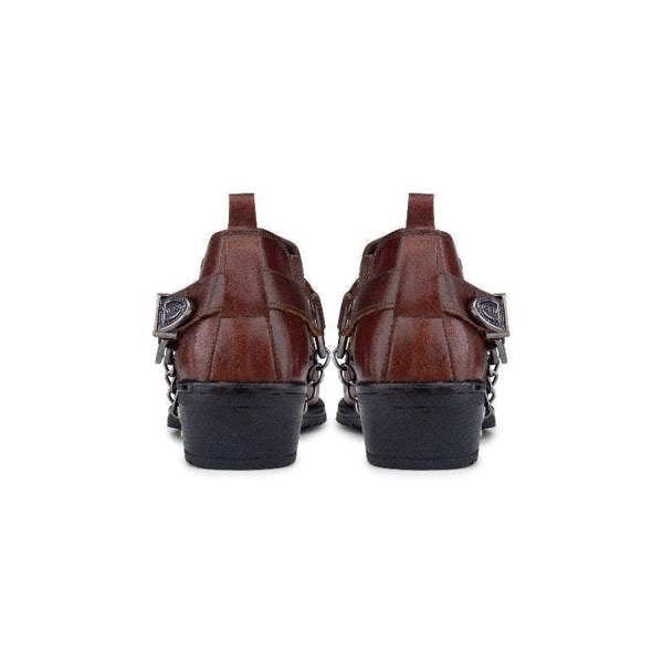 Infinity Leather Men's Brown Leather Winklepicker Cowboy Cuban Biker Boots
