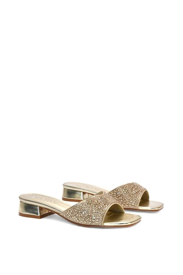 XY LONDON Low Heel Sandal Mules With Diamante Details