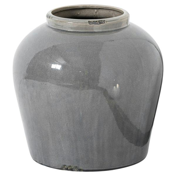 Hill Interiors Ceramic Glazed Juniper Vase - Grey - 