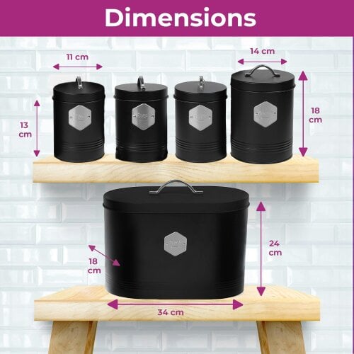 Neo Retro Inspired Matt & Copper 5 Piece Kitchen Canister Set Navy