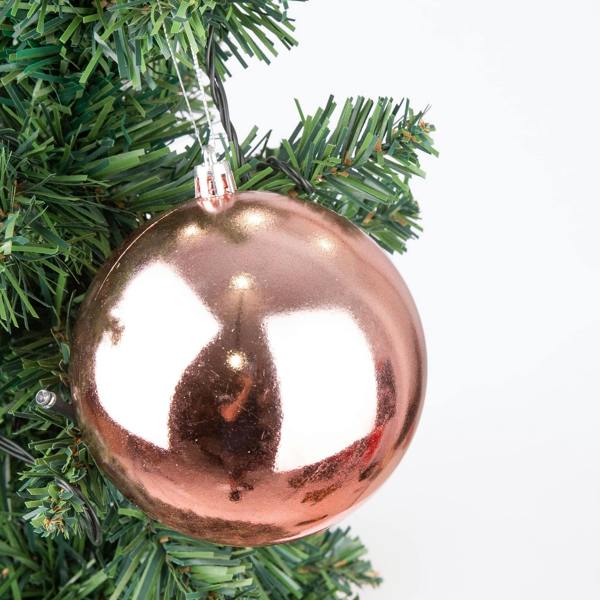 10cm Rose Gold Shatterproof Christmas Baubles, 3 or 6 Pack with Glitter, Matte and Shiny Finishes image 9