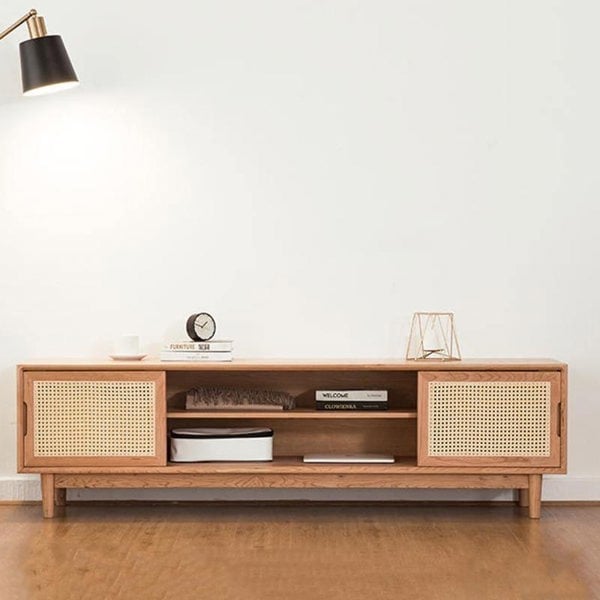 Randal Cane TV Stand, Natural Rattan & Wood-Weilai Concept-Weilai Concept