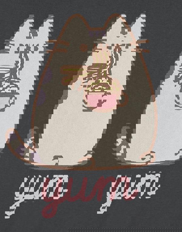 Pusheen Womens Grey Yum Noodles Cropped Short Sleeved T-Shirt