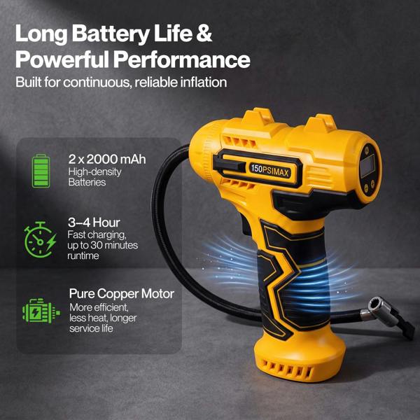 Traderight Car Tyre Inflator Cordless Air Compressor 150PSI Portable Tyre Pump