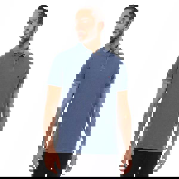 Tommy Hilfiger Mens Garment Dyed Regular Polo Shirt - Blue