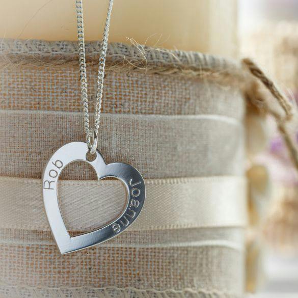 Christopher James of London 9ct White Gold Personalised Heart Pendant With Optional Chain