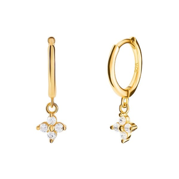 Gold Trip Crystal Flower Huggie Hoops