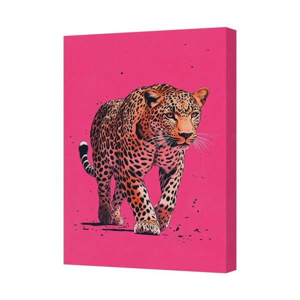 Benjamin Tate Design Pink Leopard Canvas Art Print On Gallery Wrapped Wooden Frame
